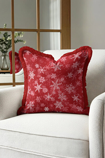 Evimde Bambaşka Husă de pernă cu franjuri cu fulgi de zăpadă de lux - Husă de...