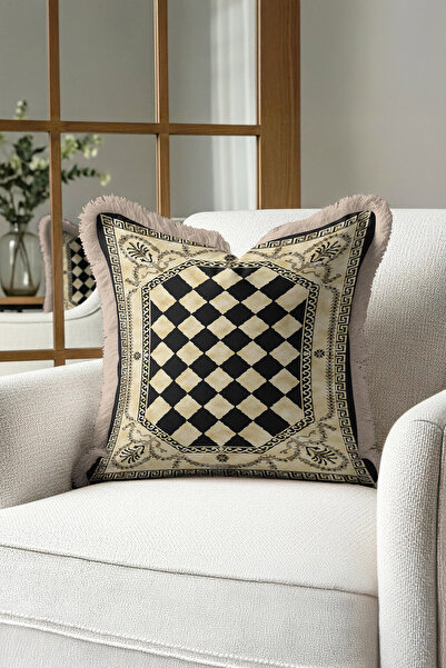 Evimde Bambaşka غطاء وسادة مزخرف بنمط هندسي مربعات - غطاء وسادة كلاسيكي أنيق ...