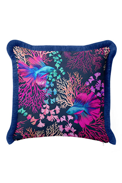 Evimde Bambaşka Husă de pernă cu franjuri Mercan Aquarium - Husă de pernă cu ...