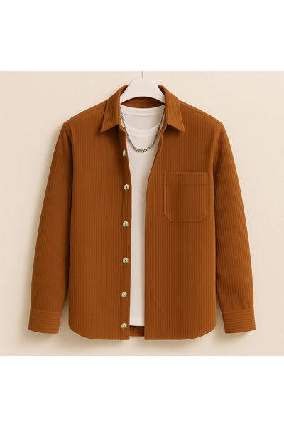 YNGMENCLASS Velvet Jacket Looking Cotton Textured Shirt