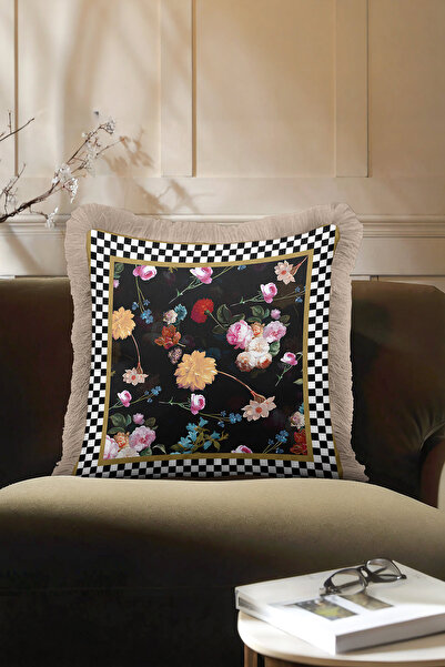 Evimde Bambaşka Husă de pernă cu franjuri florale în stil baroc - Husă de per...