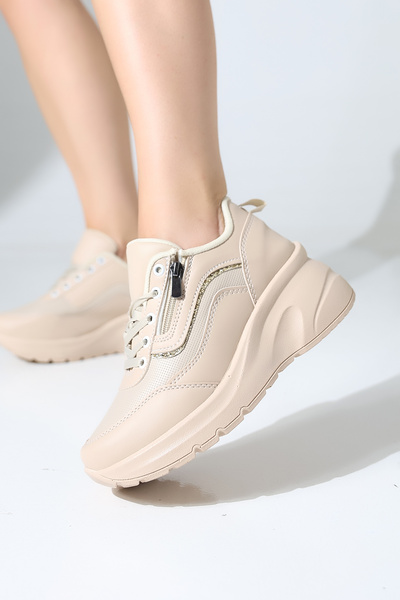 Encool Women's Casual Sneaker Shoes with Zipper Detail and Color Options, Sporty High Sole
