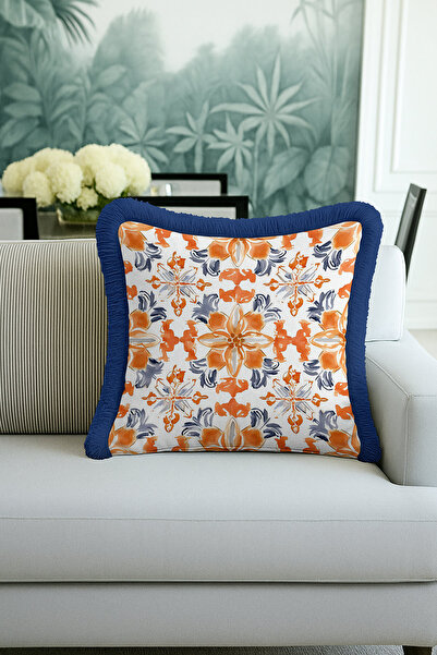 Evimde Bambaşka غطاء وسادة فاخر بتصميم البحر الأبيض المتوسط ​​- غطاء وسادة مز...