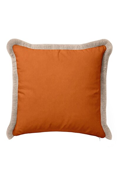 Evimde Bambaşka Lüks Karamel Saçaklı Yastık Kılıfı - Bohem Şık Tarçın Krem Pü...