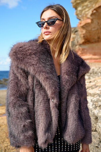 ASEDE Soft Texture Lined Pocket Patterned Shawl Collar Premium Coat