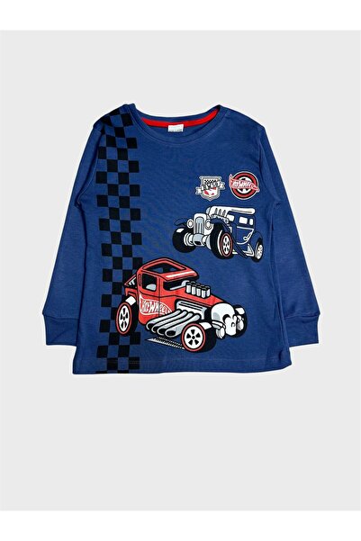 ALİŞ KİDS Erkek Çocuk Pamuklu Mavi Renk Arazi Aracı Jeep Desenli Uzun Kollu Pijama Takımı