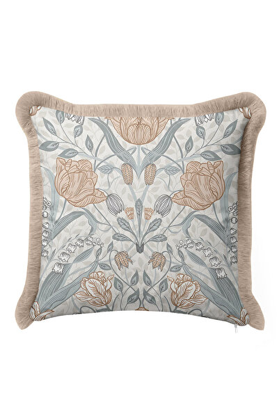 Evimde Bambaşka غطاء وسادة أنيق بتصميم زهور مع شراشيب - غطاء وسادة بوهيمي عتي...