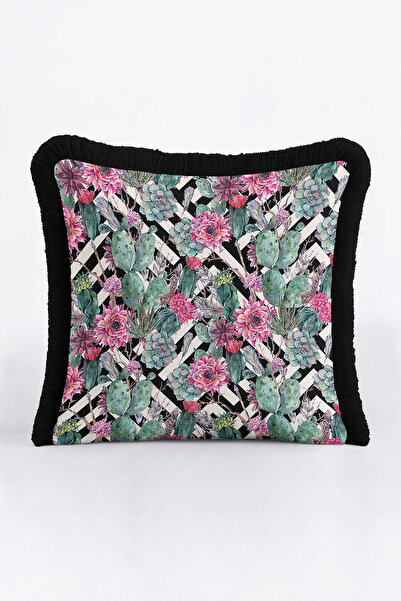 Evimde Bambaşka Husă de pernă cu franjuri cu flori tropicale de lux - Husă de...