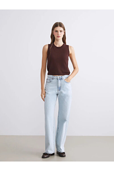 LC Waikiki Xside Brown Crew Neck Oversized Women's Knitwear Sweater