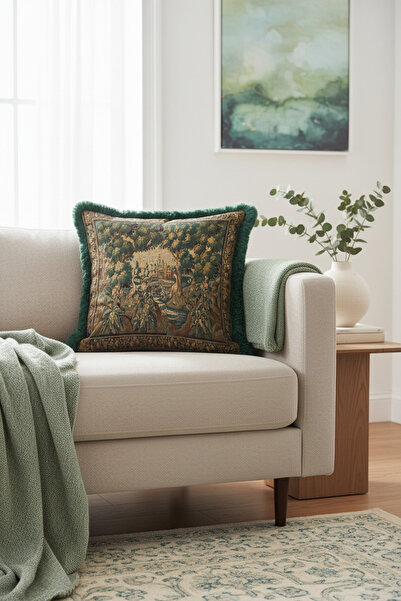 Evimde Bambaşka Față de pernă elegantă de lux cu franjuri - Față de pernă cla...