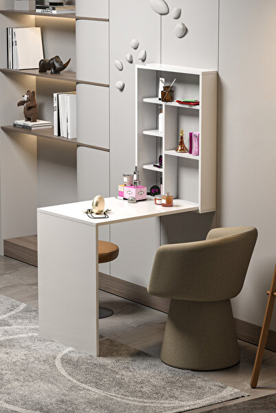 BAGAX Duvara Monte Raflı Katlanır Makyaj Manikür Pedikür Masası Büyük