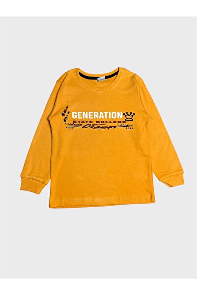 ALİŞ KİDS Erkek Çocuk Pamuklu Sarı Generatıon Yazı Desenli Uzun Kollu Pijama Takımı