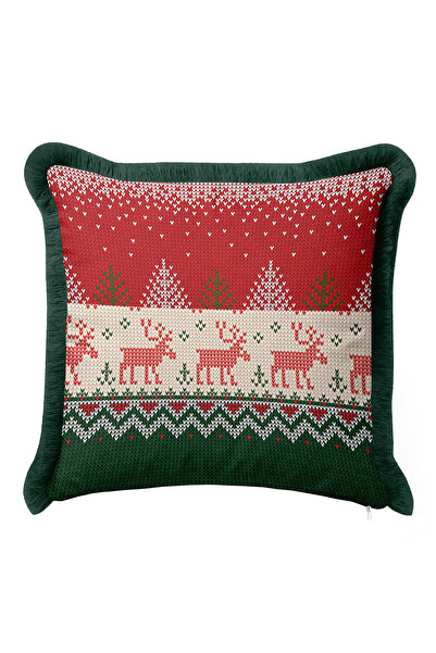 Evimde Bambaşka Husă de pernă Nordic Deer cu franjuri - Husă de pernă cu ciuc...