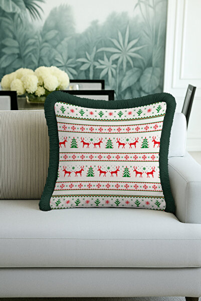 Evimde Bambaşka Husă de pernă cu franjuri cu motiv nordic de iarnă - Husă de ...
