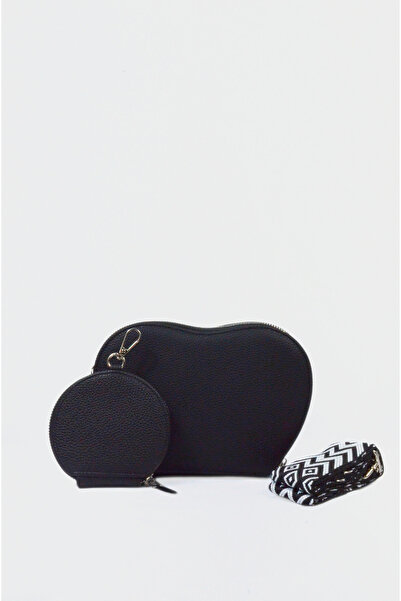 Mazel Design Mazel Leather Zippered Mini Wallet Black Heart Model Women's Imported Hand, Arm and Shoulder Bag