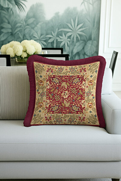 Evimde Bambaşka غطاء وسادة عثماني عتيق مزين بالشراشيب - غطاء وسادة ريفي بلون ...