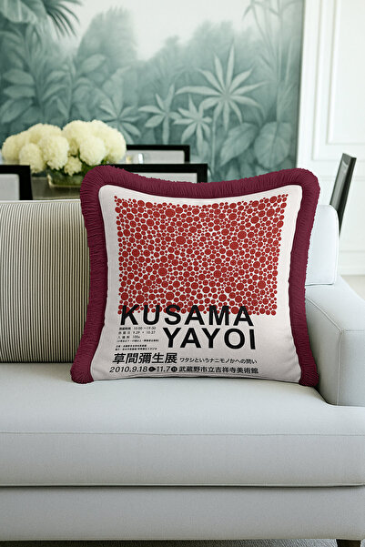 Evimde Bambaşka Husă de pernă cu franjuri inspirată de artă modernă - Husă de...