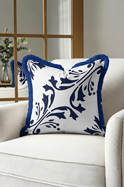 Evimde Bambaşka غطاء وسادة فاخر على الطراز الباروكي - غطاء وسادة مزين بشراشيب...