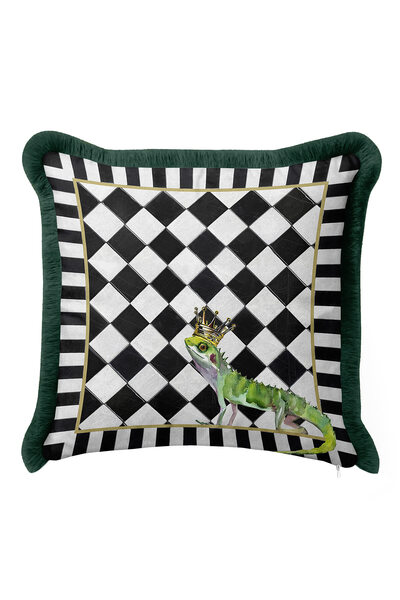 Evimde Bambaşka Elegant Royal Story Fringed Pillowcase - Exotic Bohemian Emer...