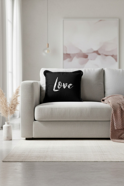 Evimde Bambaşka Μεταλλική θήκη μαξιλαριού με κρόσσια με γράμματα αγάπης - Μον...