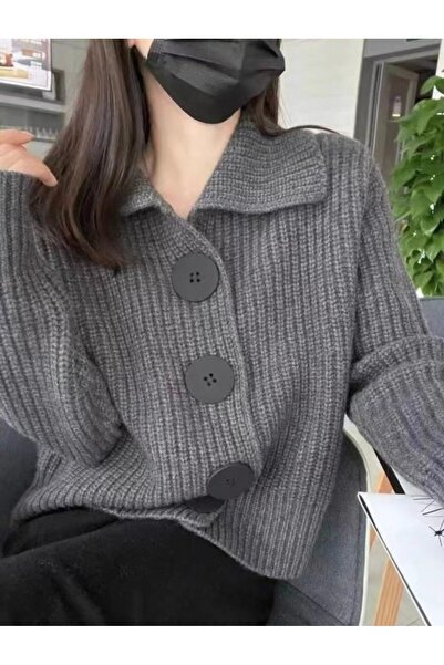 miyoshi Devrik Collar Buttoned Knitwear Women's Cardigan