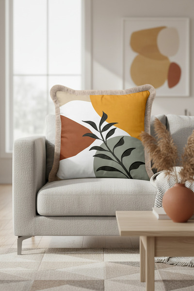 Evimde Bambaşka Husă de pernă modernă cu franjuri geometrice - Husă de pernă ...