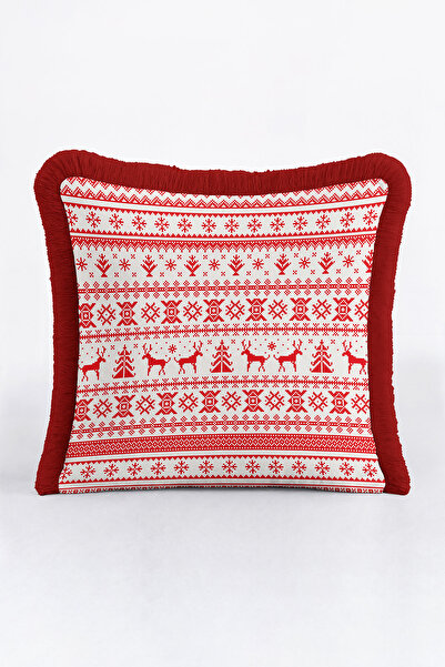 Evimde Bambaşka Husă de pernă cu franjuri cu motiv nordic de iarnă - Husă de ...