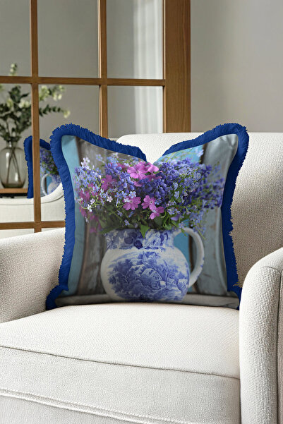 Evimde Bambaşka غطاء وسادة رومانسي على شكل مزهرية مزين بشراشيب - غطاء وسادة ع...