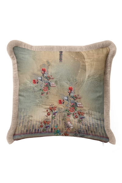 Evimde Bambaşka Husă de pernă cu franjuri cu flori de pasăre elegantă - Husă ...