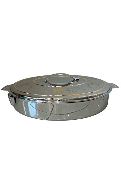 SANJANA Shams Stainless Steel Food Container (Rectangle) Silver - Classic Gold 9000ml