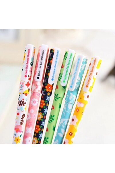 Adil Baba قلم حبر جاف جل 6 ألوان بنمط الأزهار