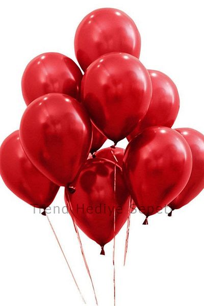 Trend Hediye Sepeti 12 Inch Metallic Red Balloon Pack of 10