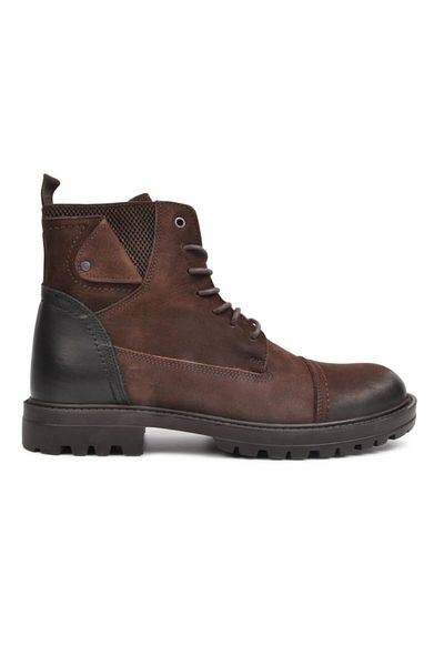 MARCO ROSSİ 153-5313 Ανδρικές μπότες από γνήσιο δέρμα Nubuck καφέ με φερμουάρ