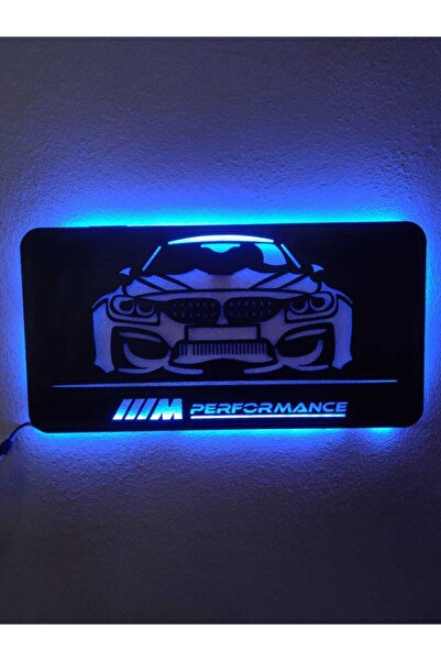 dekoraven Bmw Performance Led Işıklı Ahşap Tablo