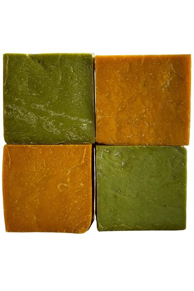 aktarloji مجموعة صابون أخضر وأصفر مكونة من قطعتين للأكزيما والحكة