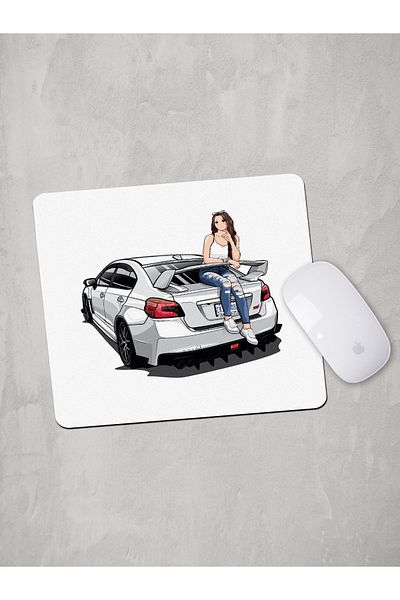 Panorama Ajans Girl on Car Mouse Pad