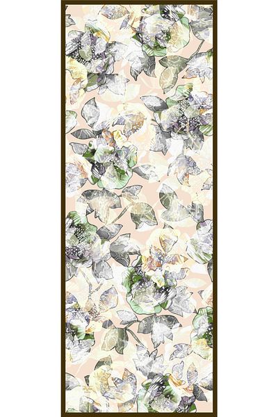 19V69 ITALIA Cream Khaki Green Shawl Floral Pattern Elegante Series with Scarf Hanger 75x200 Cm