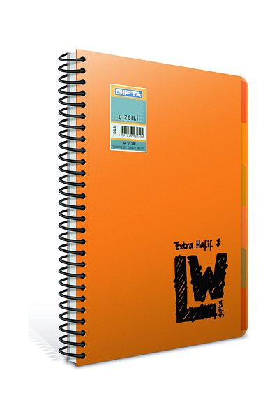 Gıpta Lw S-type A4 150 coli 4+1 capac din plastic Compartiment spiralat Notebook Highlighter Portocaliu (2025)
