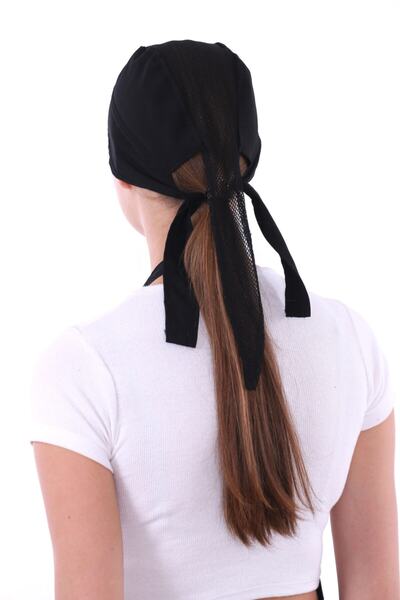 EURO DAY Mutfak Bandanası Üstü Fileli Siyah Unisex Aşçı