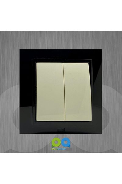 ELBİ Zena Commutator Double Switch Frame Black Cream Color