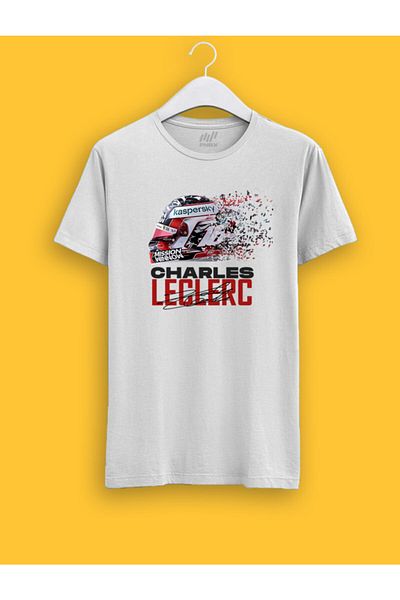 FANBOX SHOP Μπλουζάκι με στάμπα με κράνος Charles Leclerc Shining Visor