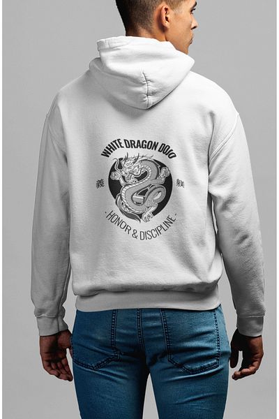Raf Coll Φούτερ με λευκή κουκούλα Oversize Πλεκτή Πλάτη Ψηφιακή στάμπα