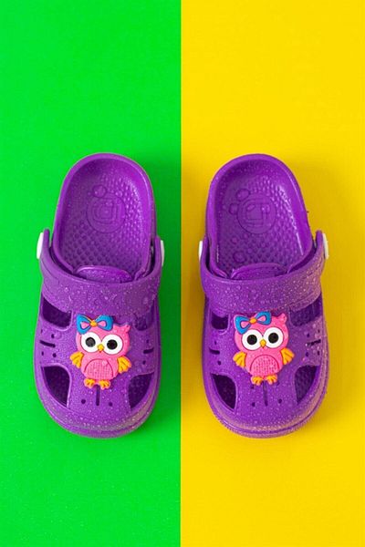 ODLE Girl's Purple Dayket Daily Orthopedic Non-Slip Sole Animal Figured Sandals Slippers