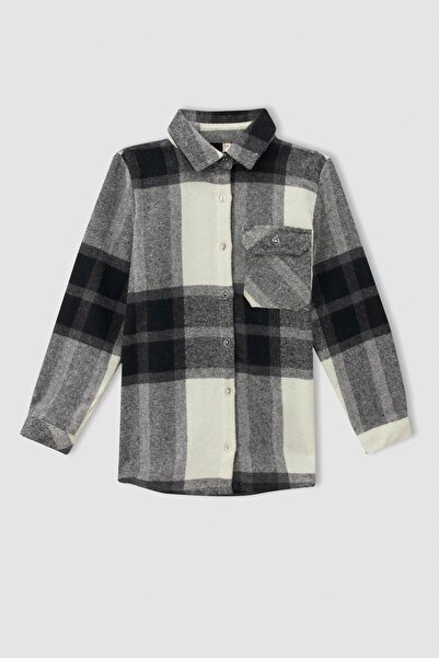 DeFacto Κοριτσίστικο μακρυμάνικο καρό πουκάμισο με κανονική εφαρμογή