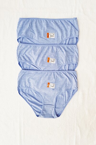 İlke 3'lü Pk Indigo Renk Pamuklu Kadın Yüksek Bel Bato Külot