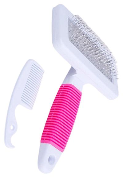 Buffer 2 Pieces Cat Dog Wire Small Size Feather Care Set Pet Grooming Brush