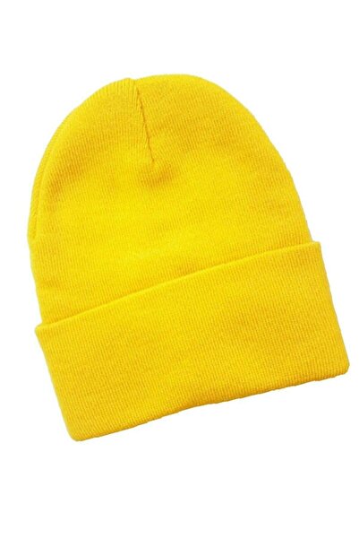 Genel Markalar Düz Model Sarı Unisex Bere.