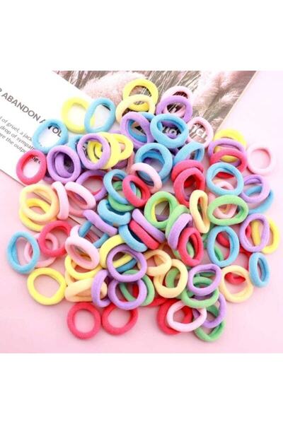 MutluBiDünya Karışık Neon Renkler 50 Adet Kumaş Saç Lastik Tokası Mini Tokala...