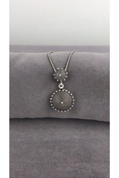 BEY SİLVER Telkari Parmak Izi Güverseli Gümüş Kadın Kolye