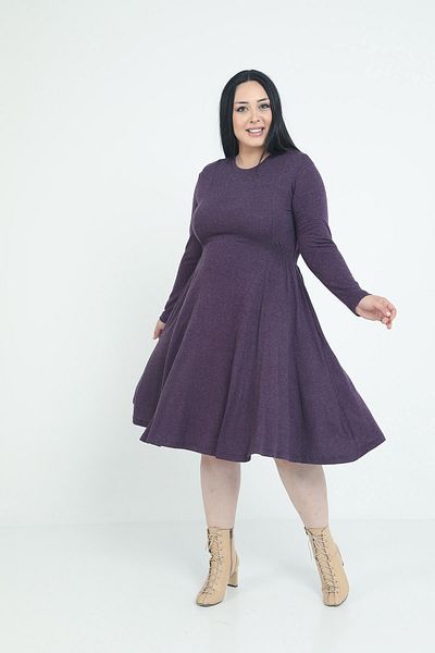 DISENTIS MODEST Rochie midi din viscoză din lână, cu gât rotund, cu buzunar în talie, adunată pe lateral